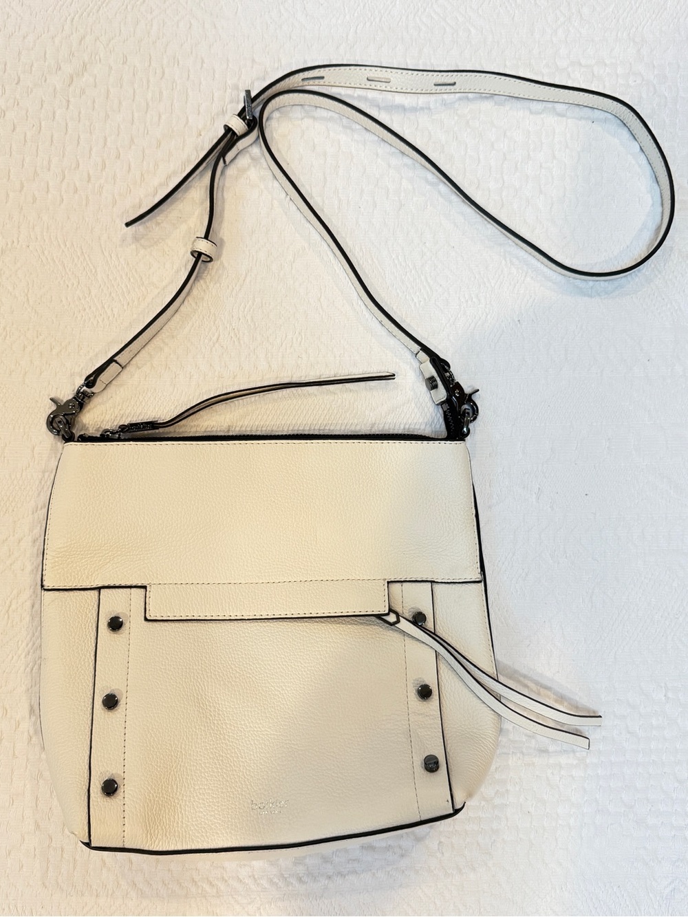 Botkier Noho White Pebbled Leather Crossbody Bag